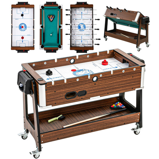 3 in 1 Reversible Multi Game Table with Lockable Wheels and Shelf