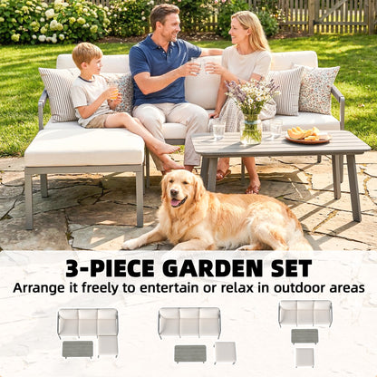3 Piece Garden Dining Set, Outdoor Patio Furniture, Grey