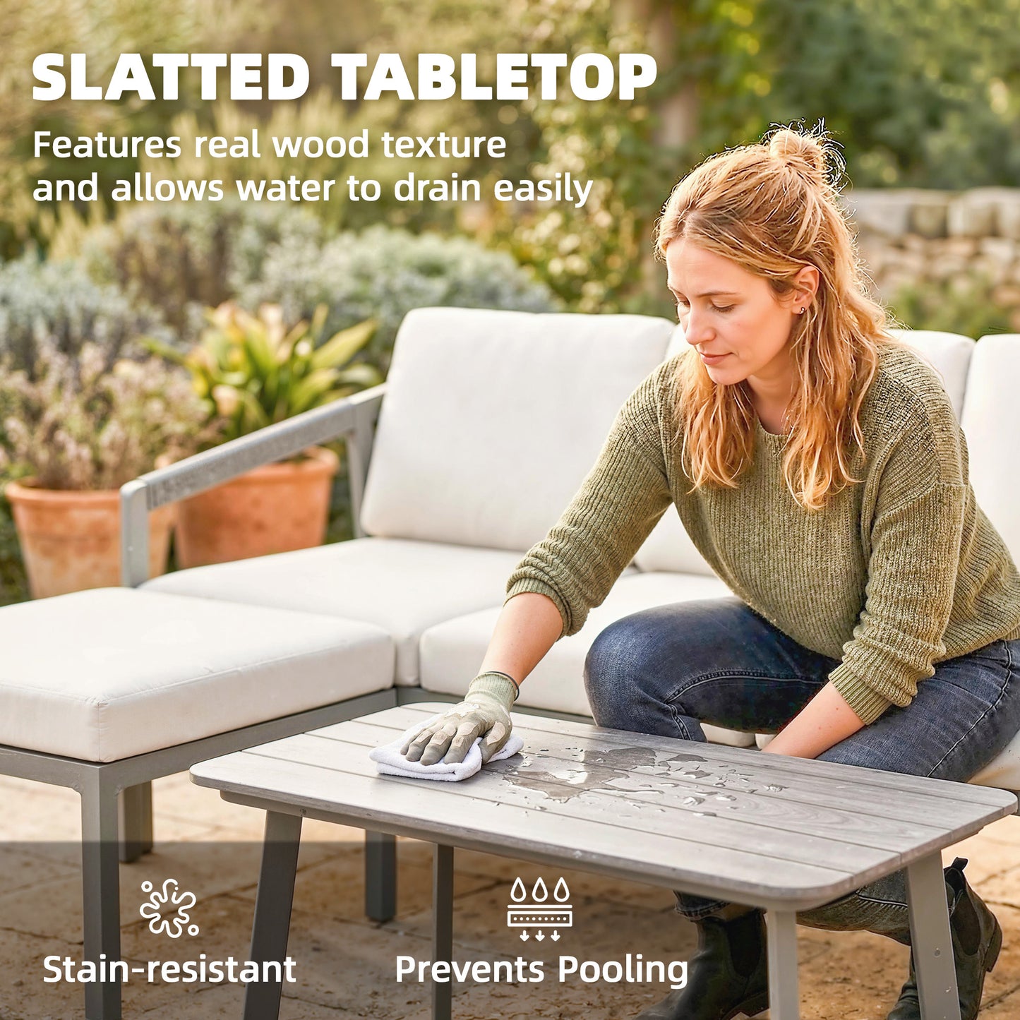3 Piece Garden Dining Set, Outdoor Patio Furniture, Grey