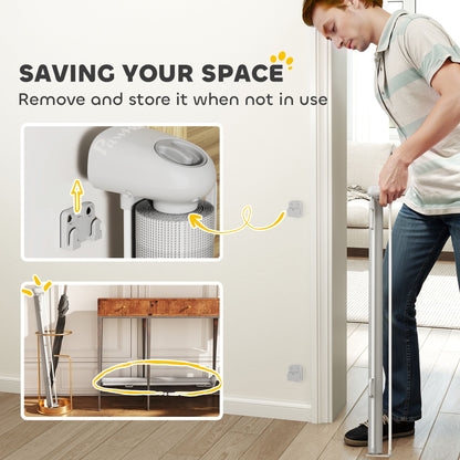 Retractable Stair Gate, Dog Gate Extends Up to 140 cm Wide, Grey