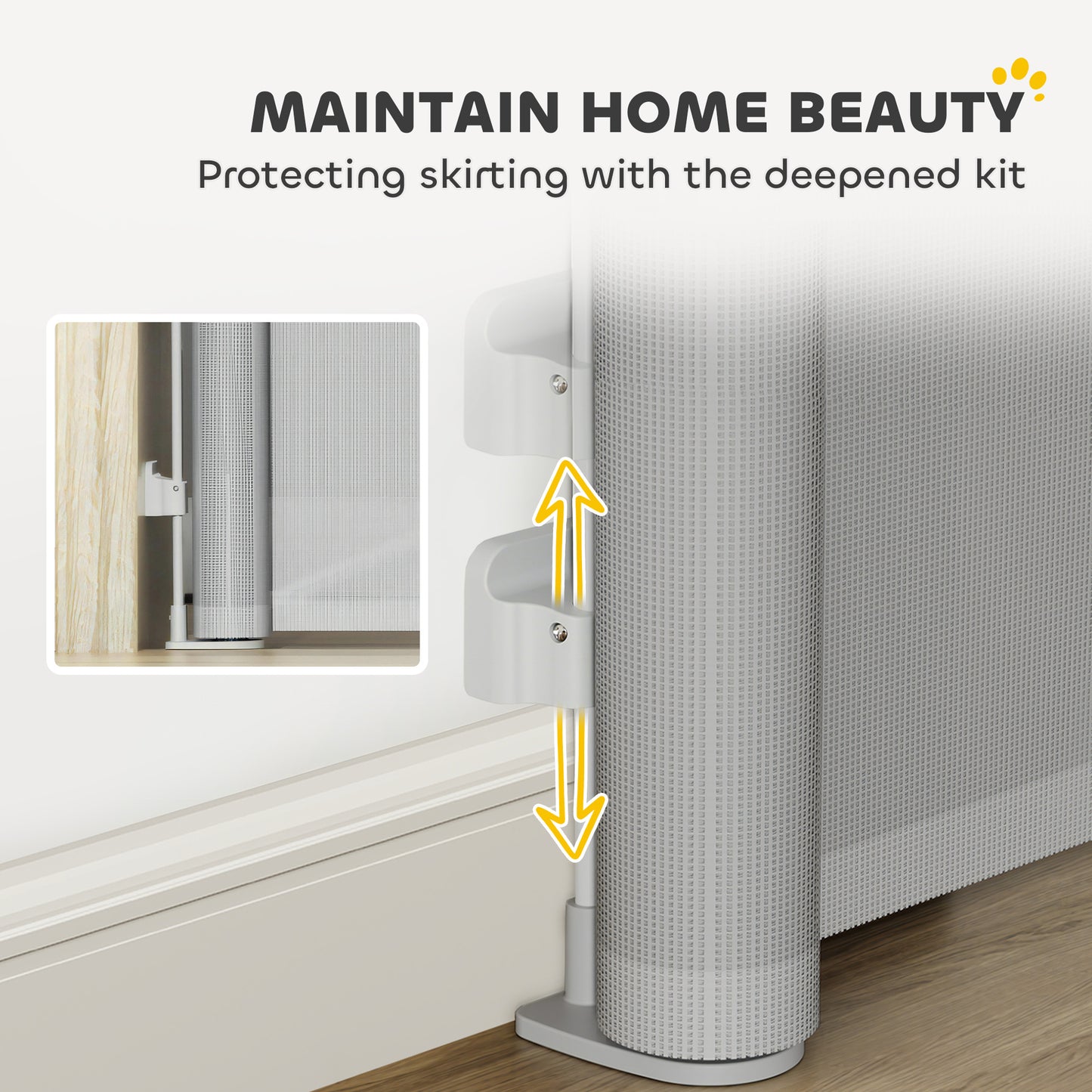 Retractable Stair Gate, Dog Gate Extends Up to 140 cm Wide, Grey