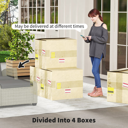 5 PCs Rattan Garden Furniture Set with Reclining Chairs, Grey