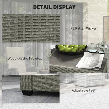 5 PCs Rattan Garden Furniture Set with Reclining Chairs, Grey