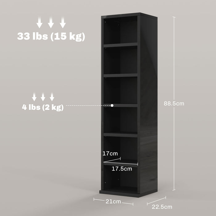 Set of 2 CD Storage Units with Adjustable Shelves High Gloss Black