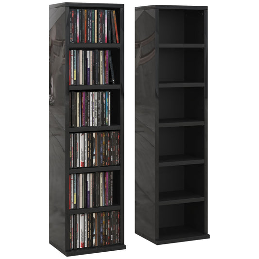 Set of 2 CD Storage Units with Adjustable Shelves High Gloss Black