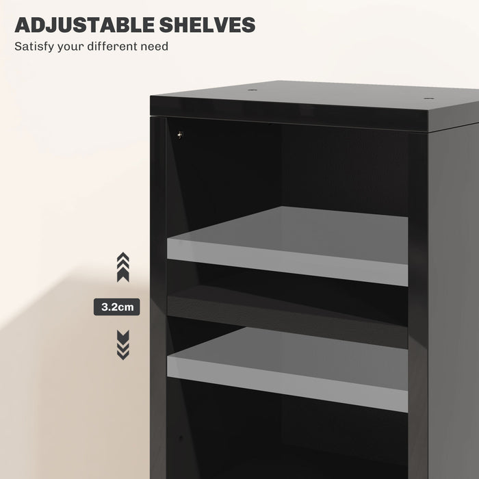 Set of 2 CD Storage Units with Adjustable Shelves High Gloss Black