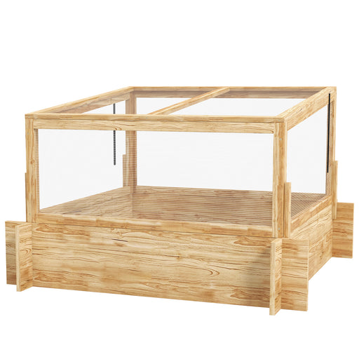 Raised Garden Bed with Cold Frame Greenhouse and Openable Top, Wooden Elevated Planter Box for Vegetables, Flowers and Herbs