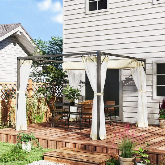 3 x 3 m Pergola with Retractable Roof and Netting, Khaki