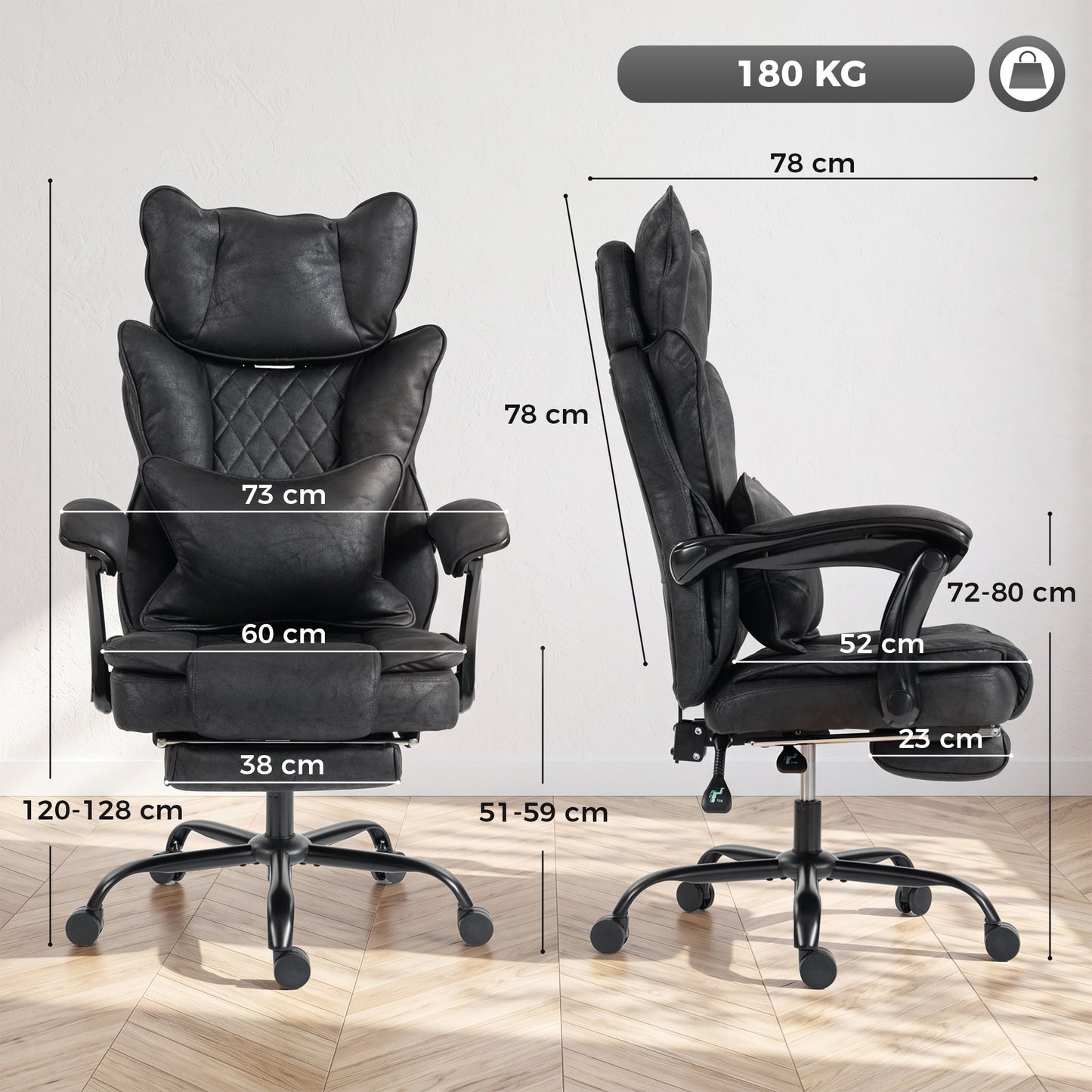Big and Tall Office Chair with Lumbar Support, Black