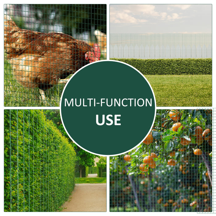 PVC Coated Welded Wire Mesh Fencing Chicken Poultry Aviary Fence Run Hutch Pet Rabbit 30m Green