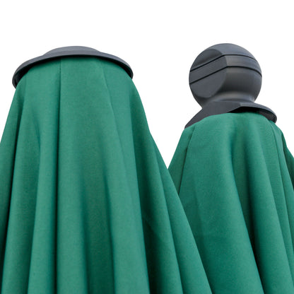 2m Half Parasol Market Umbrella Garden Balcony Parasol with Crank Handle, Cross Base, Double-Sided Canopy, Green