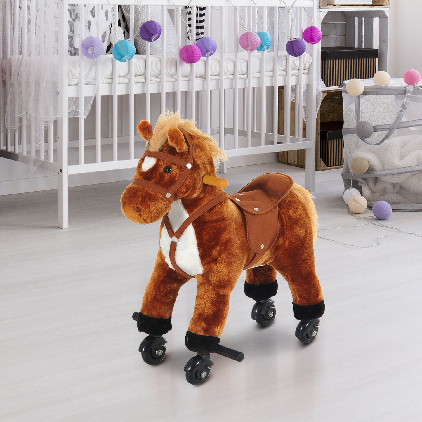 Rocking Horse Ride on Rocker Children Plush Toy Wooden Horse Sound