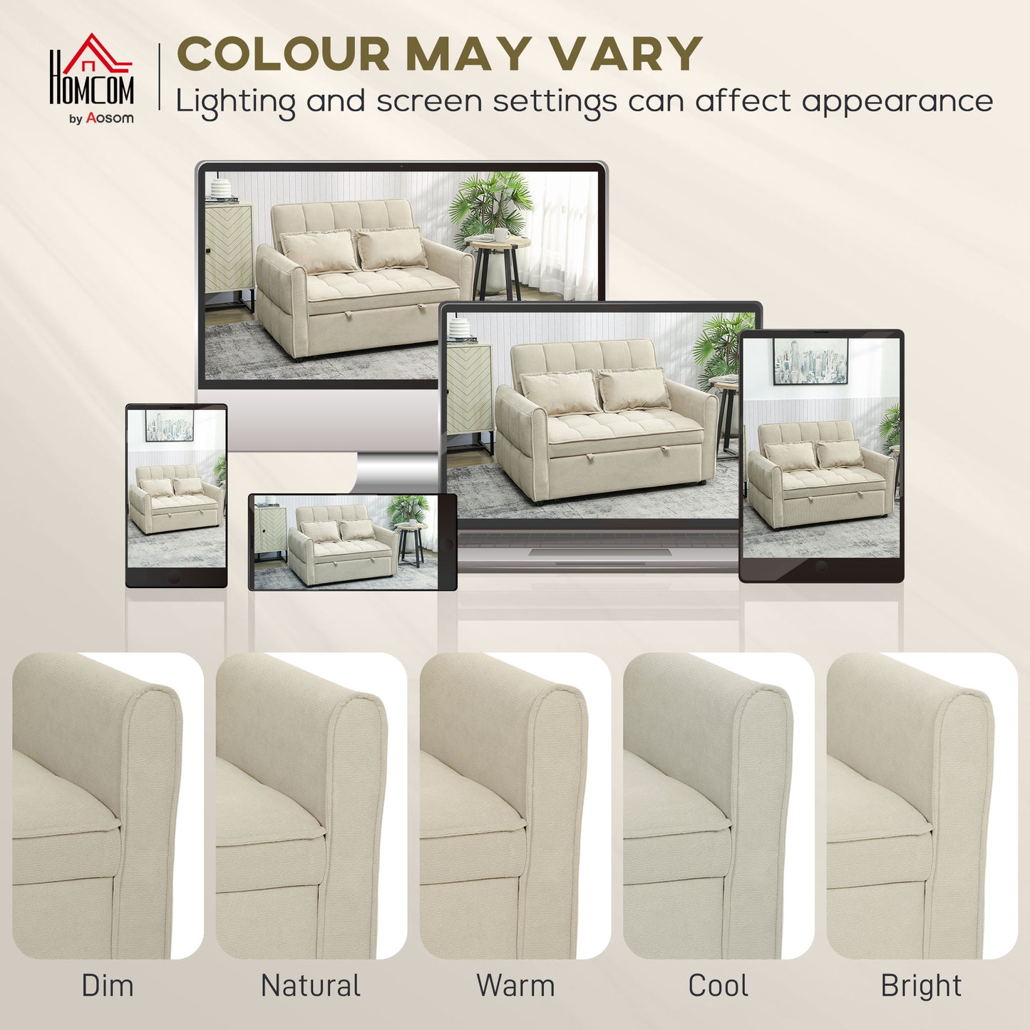 2 Seater Sofa Bed, 3-in-1 Sleeper Sofa with Adjustable Backrest