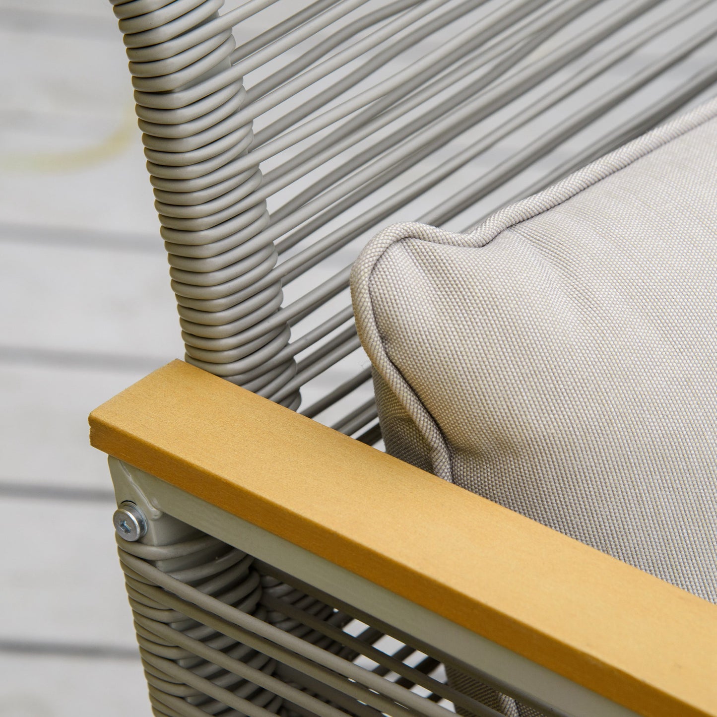 4-Seater Patio Wicker Sofa Set, Outdoor Metal Frame Wrapped Round PE Rattan Conservatory Furniture w/ Cushions, Tempered Glass Table, Grey