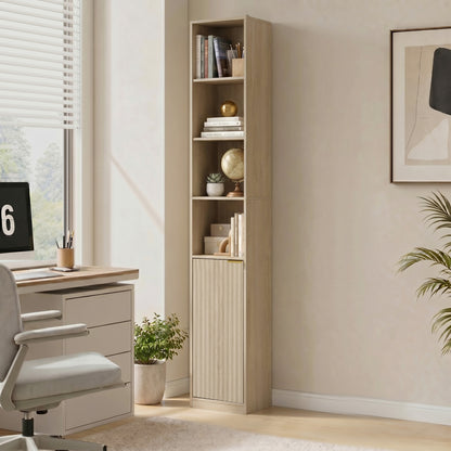 Bookcase Adjustable Shelf 6-Tier Oak Wood Effect