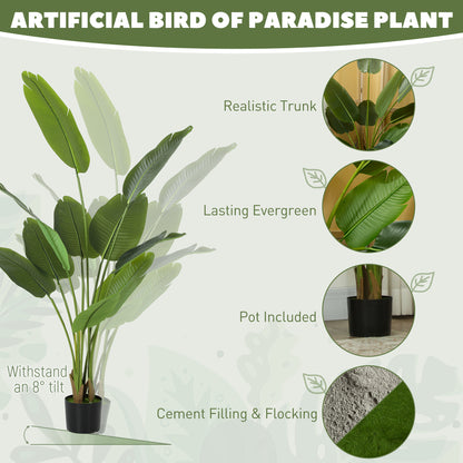 160cm Artificial Bird of Paradise Plant with Flocking in Pot, Green