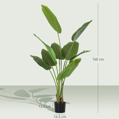 160cm Artificial Bird of Paradise Plant with Flocking in Pot, Green