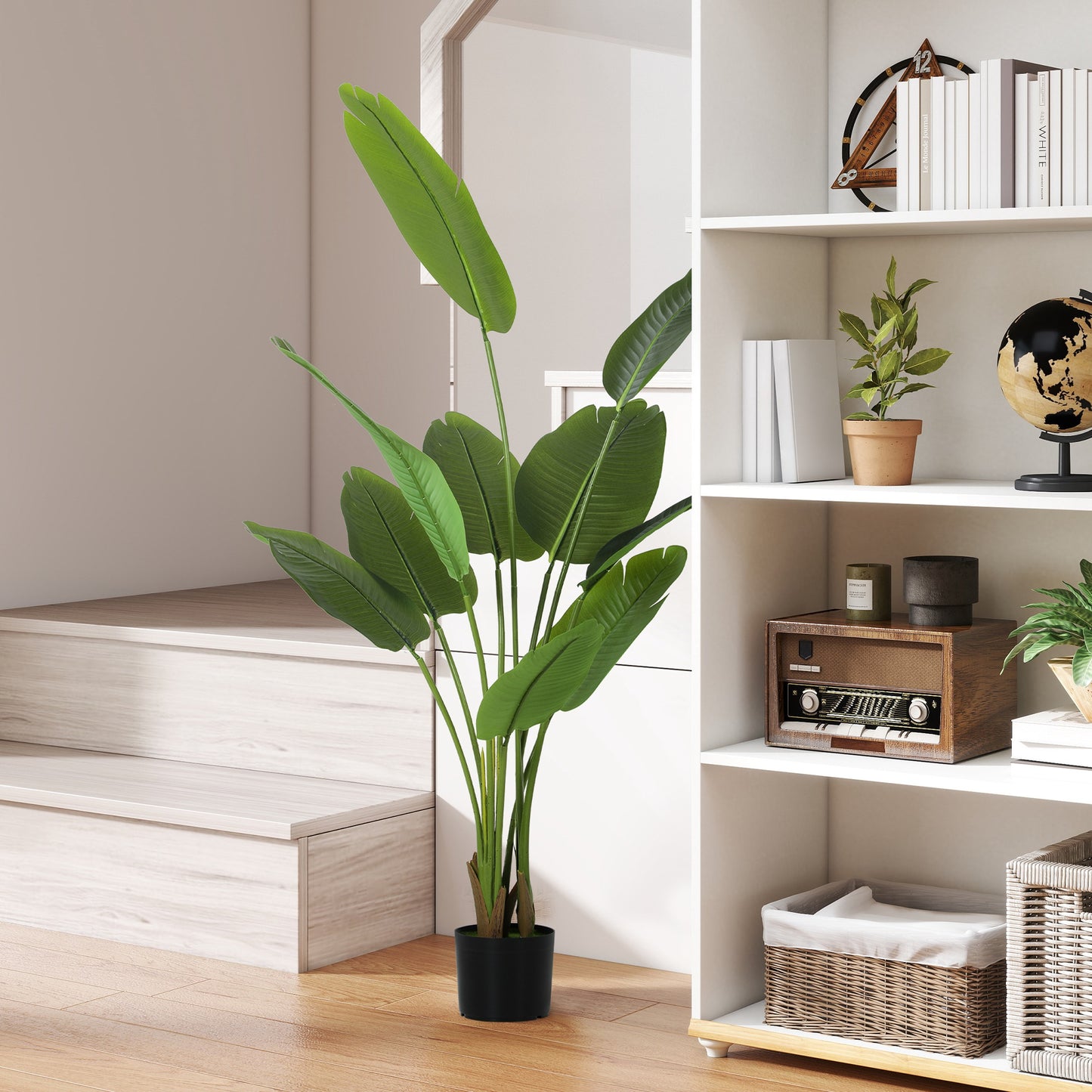 160cm Artificial Bird of Paradise Plant with Flocking in Pot, Green