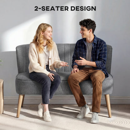 46" Loveseat Sofa 2 Seater Sofa with Padded Seat, Grey