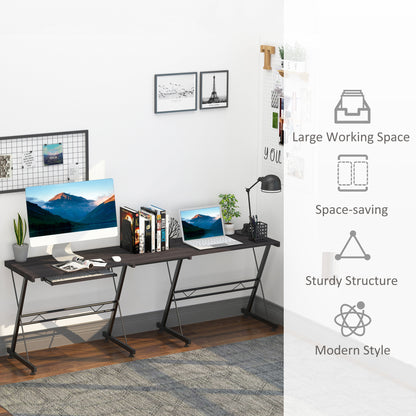 L Shape Desk Straight Corner Table Office Gaming Laminated Sturdy Black