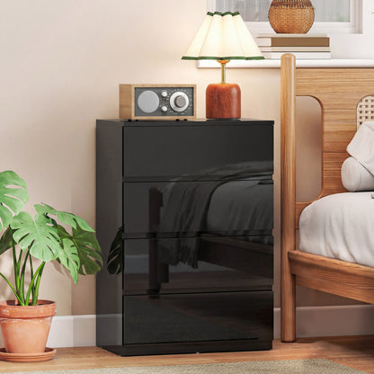 Bedroom Chest of Drawers, 4 Drawers Dresser, Drawer Unit, Black