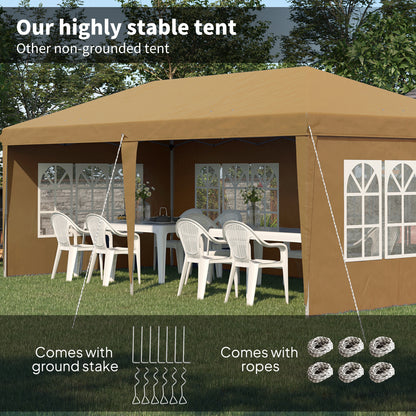 3 x 6m Heavy Duty Gazebo Marquee Party Tent with Storage Bag Khaki