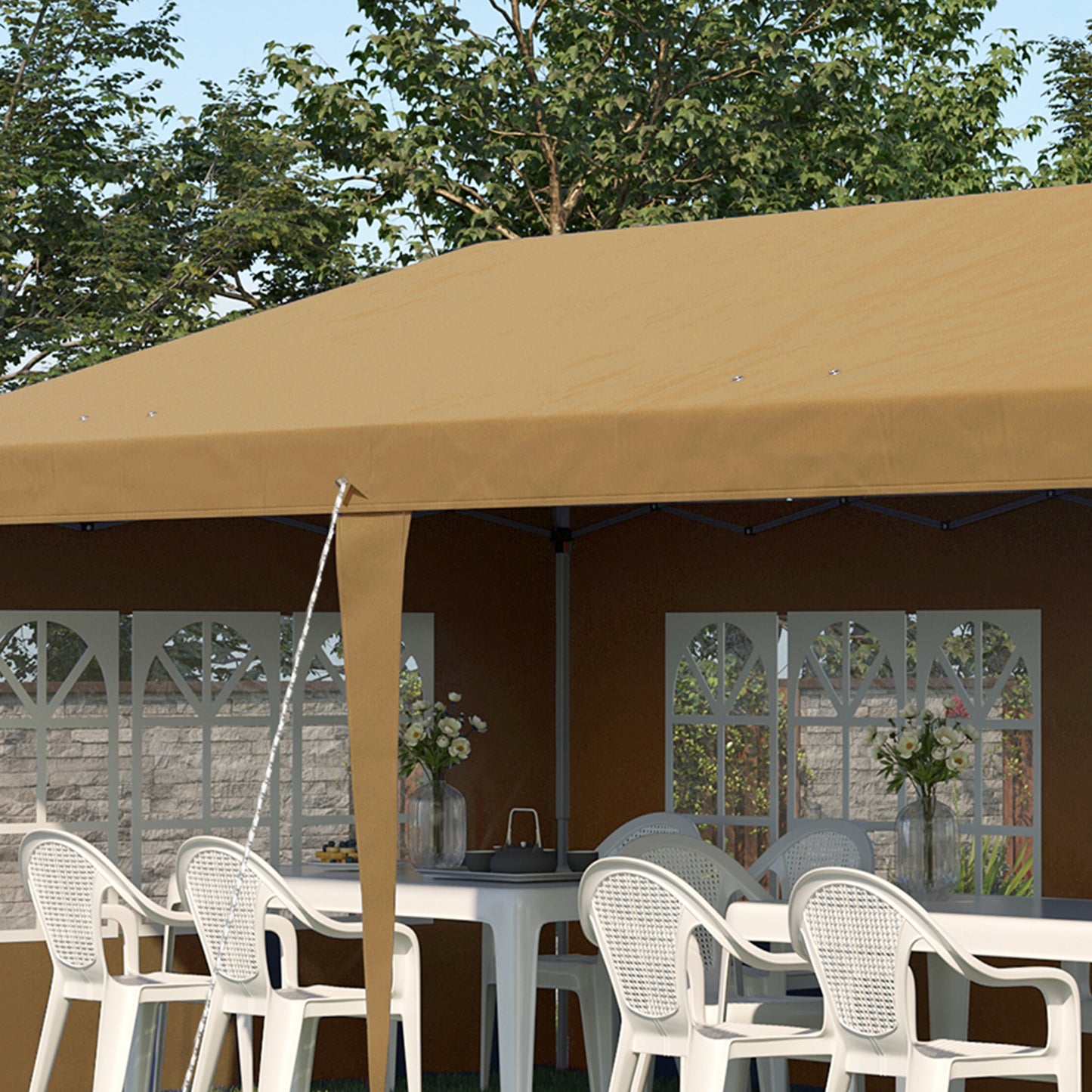 3 x 6m Heavy Duty Gazebo Marquee Party Tent with Storage Bag Khaki