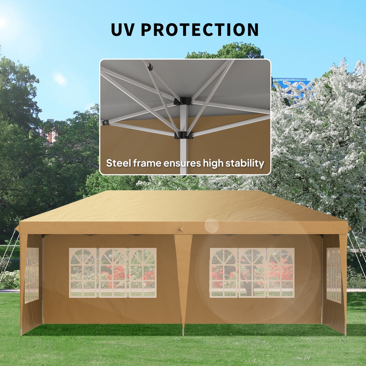 3 x 6m Heavy Duty Gazebo Marquee Party Tent with Storage Bag Khaki