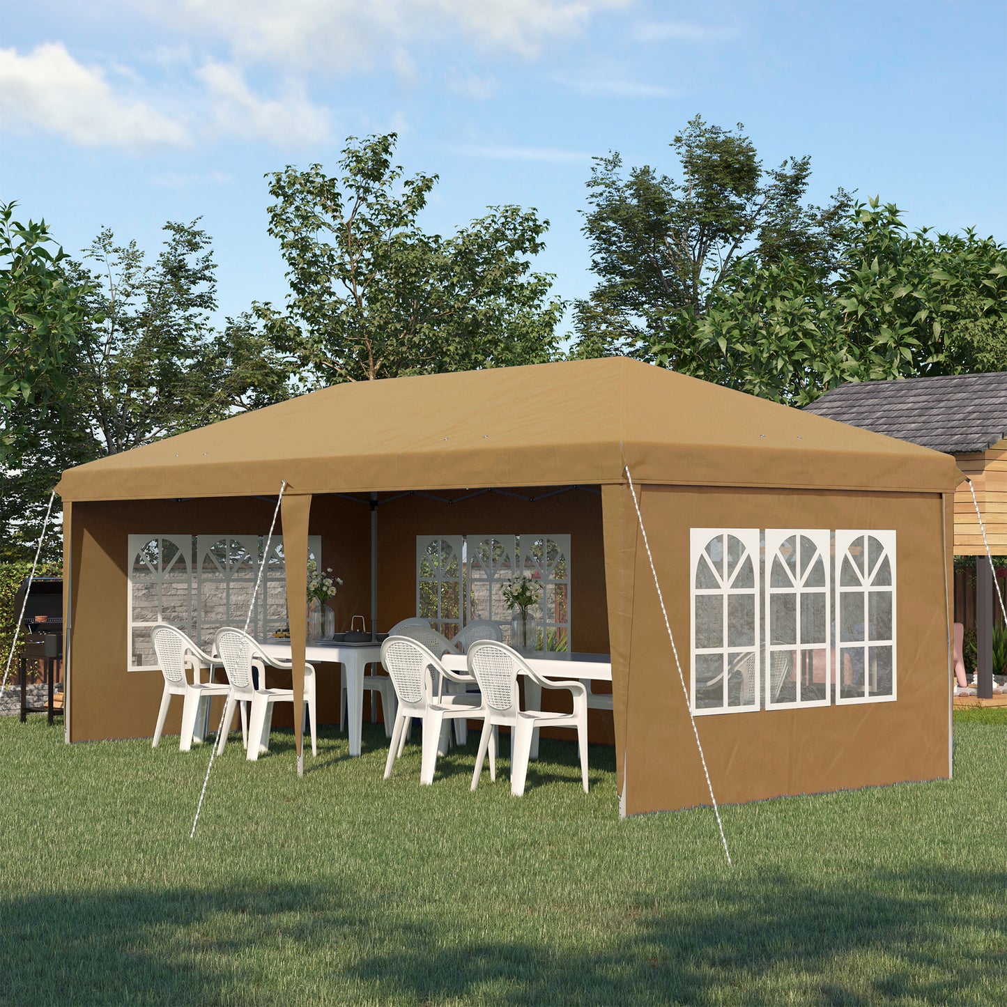 3 x 6m Heavy Duty Gazebo Marquee Party Tent with Storage Bag Khaki