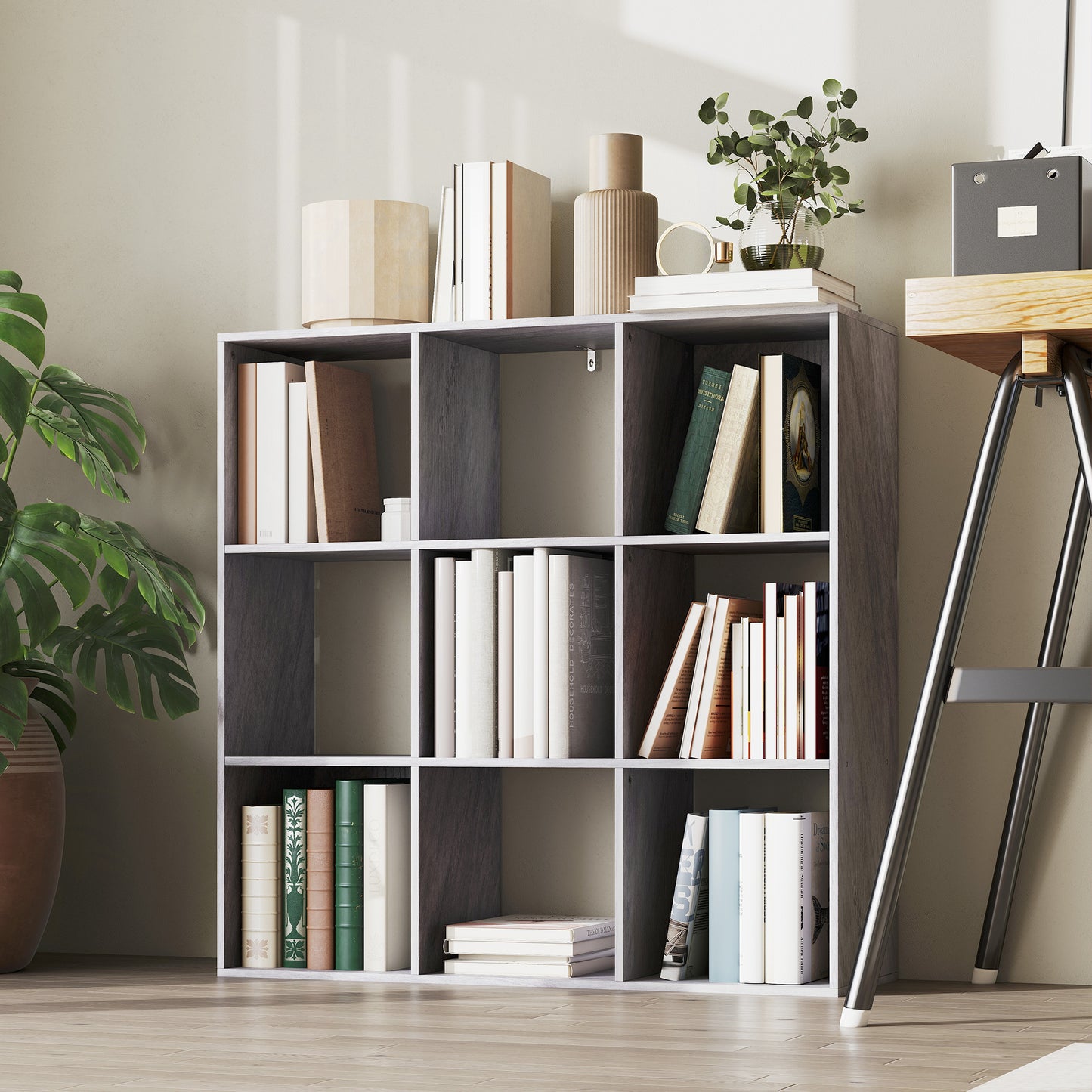 9 Cube Storage Unit Cabinet Bookcase Display Shelves, Marble Grey