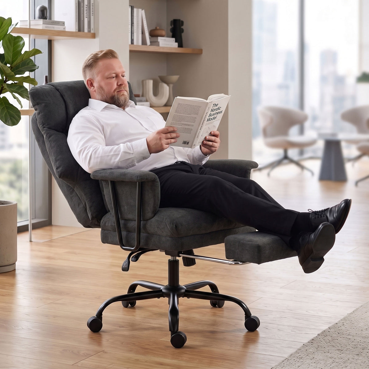 180kg Office Chair, Desk Chair with Lumbar Support, Black