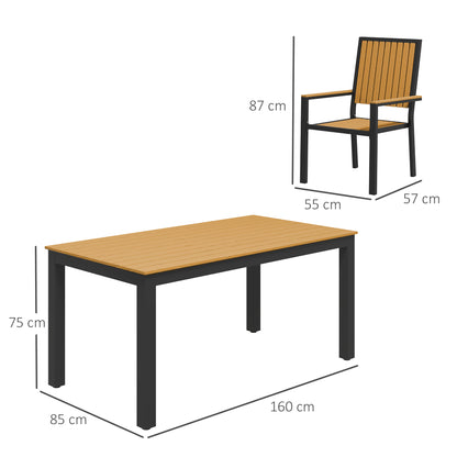 6 Seater Aluminium Garden Dining Set with Stackable Chairs, Natural