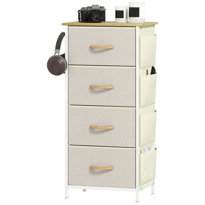 Fabric Chest of Drawers, 4 Drawer Dresser for Bedroom, Beige