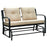 2-Person Outdoor Loveseat Glider Bench Rocking Chair for Patio, Garden, Yard, Porch with Armrest and Cushions, Khaki