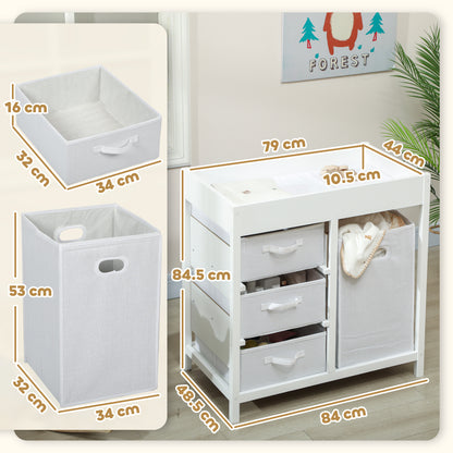 Baby Changing Unit with 4 Drawers, Diaper Changing Table, White