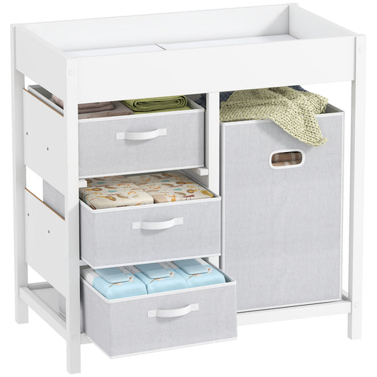 Baby Changing Unit with 4 Drawers, Diaper Changing Table, White
