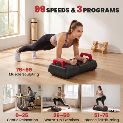 Vibration Plate Exercise Machine with 99 Speed Levels, 3 Programs