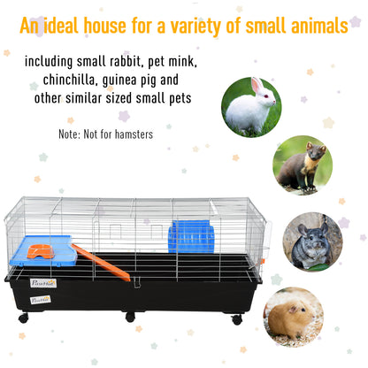 119cm Small Animal Cage for Rabbit Guinea Pig w/ Food Dish Black