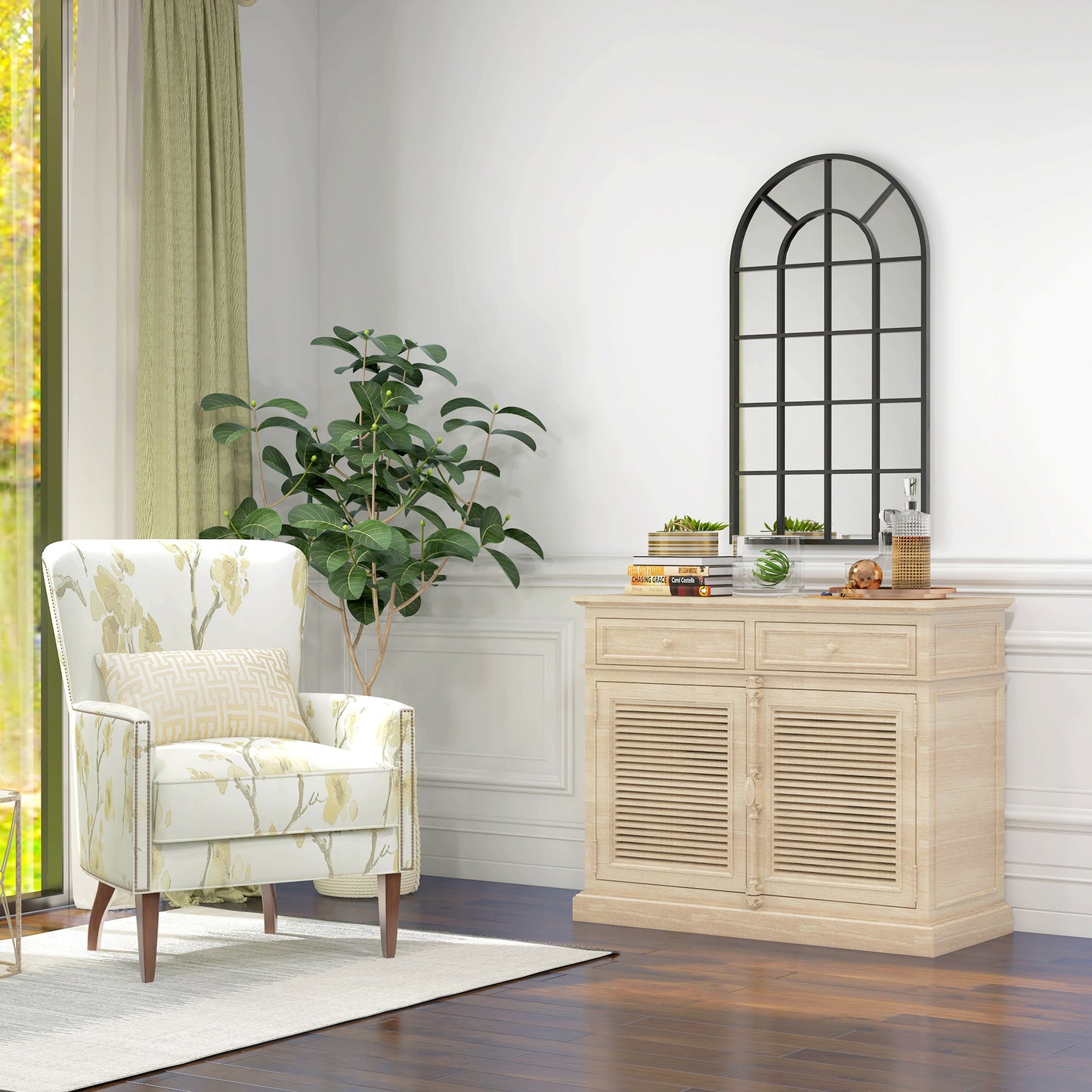 Arched Decorative Wall Mirror for Bedroom Living Room, Modern Window Bathroom Mirror for Home Decor