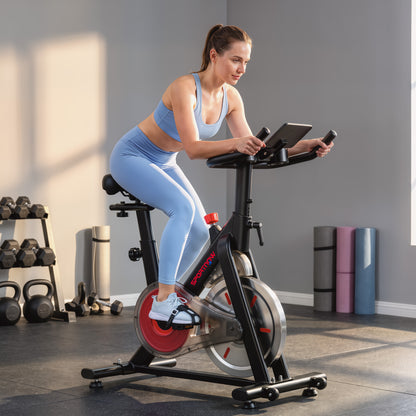 Magnetic Exercise Bike with 8kg Flywheel and Bluetooth App Connectivity - Black & Silver