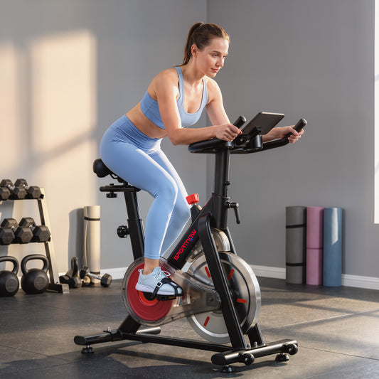 Magnetic Exercise Bike with 8kg Flywheel and Bluetooth App Connectivity - Black & Silver