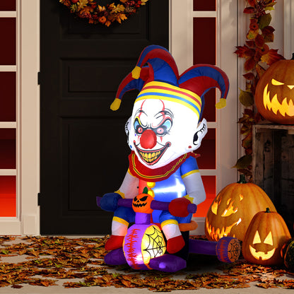 4ft Blow Up Outdoor Halloween Decoration, Clown on Bicycle