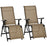 Set of 2 Outdoor Sun Lounger Adjustable Folding Steel Chaise Reclining Lounge Chairs with 10 Back and Leg Positions, Beige