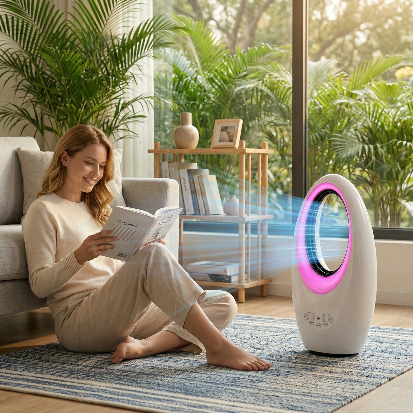 Bladeless Tower Fan for Bedroom, 36dB Standing Cooling Fan, White