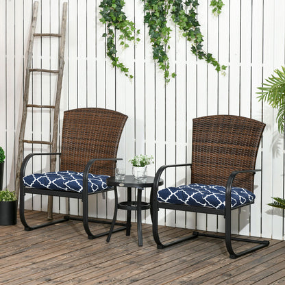 Set of 2 Chair Cushions Seat Pads w/ Ties Blue for Garden Chairs Blue
