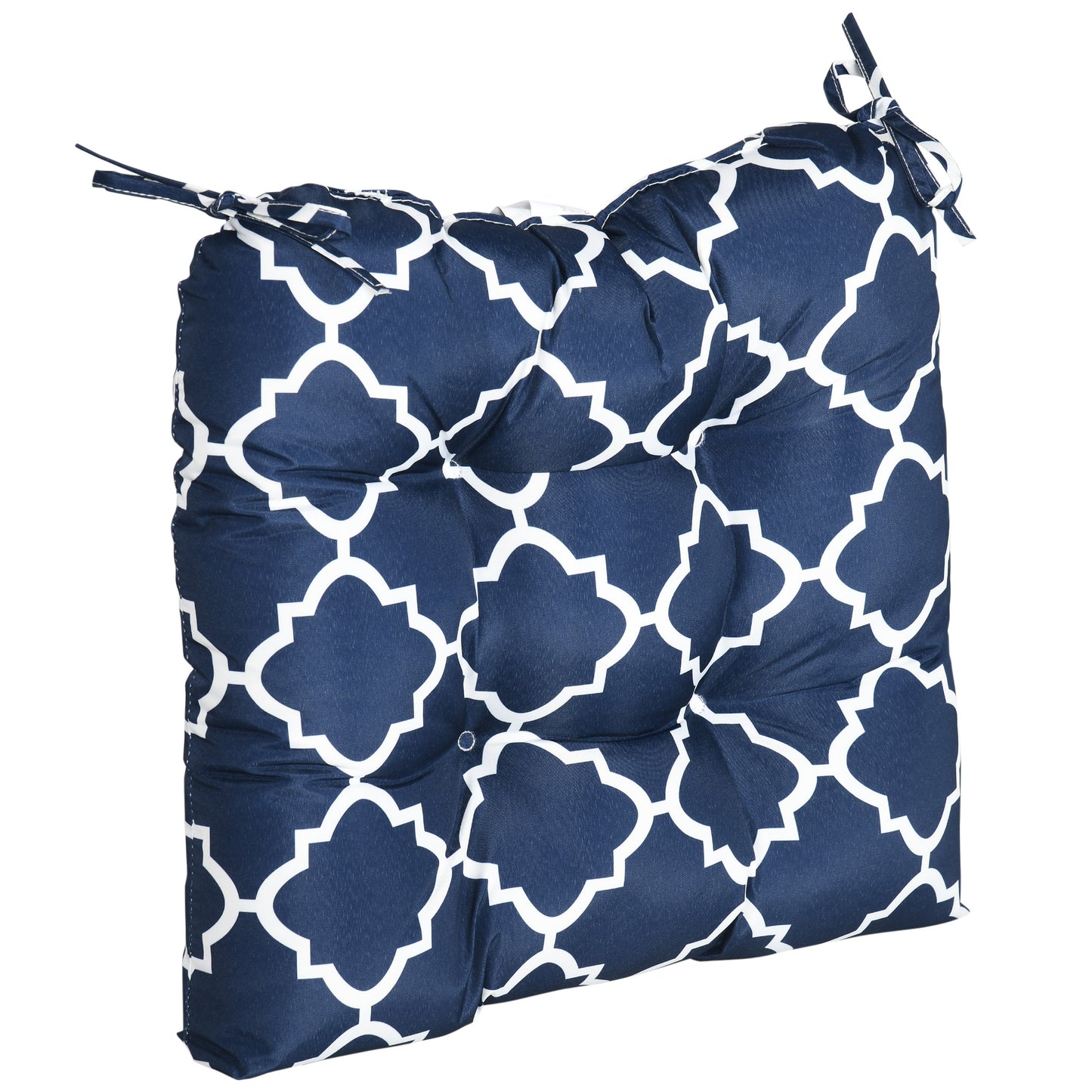 Set of 2 Chair Cushions Seat Pads w/ Ties Blue for Garden Chairs Blue