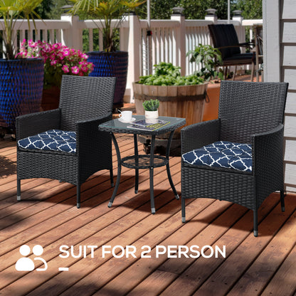 Set of 2 Chair Cushions Seat Pads w/ Ties Blue for Garden Chairs Blue