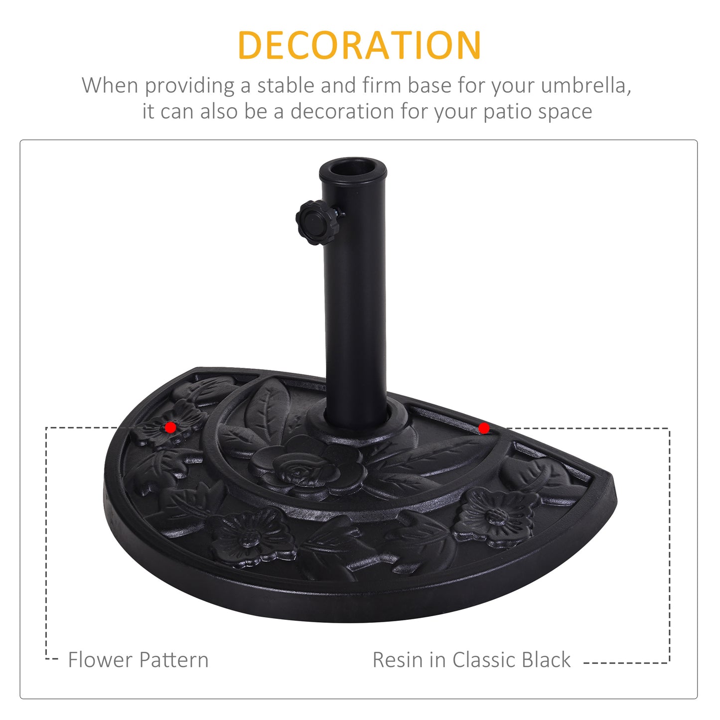 9kg Half Round Parasol Umbrella Base Resin Outdoor Garden Furniture