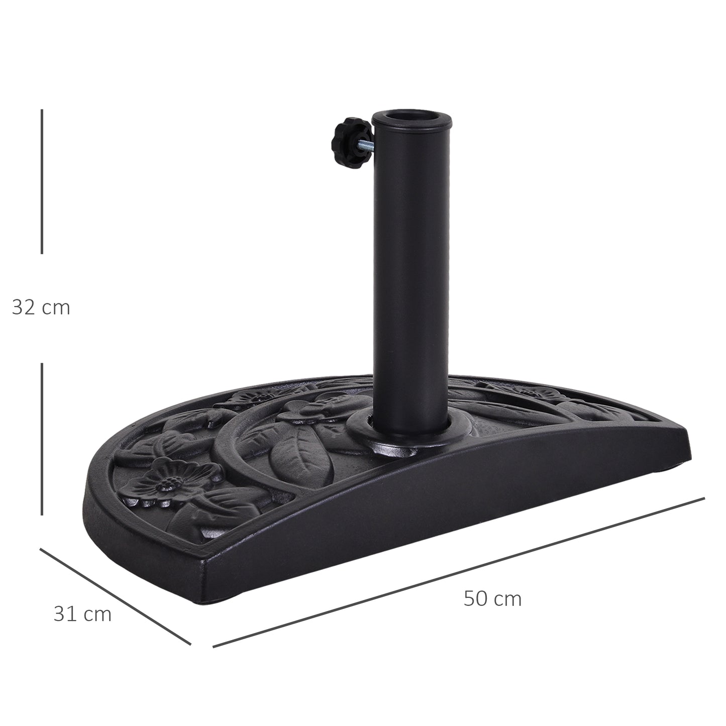 9kg Half Round Parasol Umbrella Base Resin Outdoor Garden Furniture