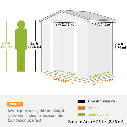7 x 4ft Garden Shed, Easy to Assemble, Upgraded Galvanised Steel Frame with Foundation Kit, Double Doors with Lock, Outdoor Metal Shed with Vents and Gloves, Garden Storage Shed, Natural